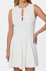 Tristan V-neck Self-Tie Godet Mini Dress