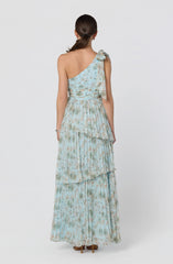 Tearra Floral One-Shoulder Tiered Maxi Dress