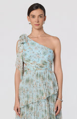 Tearra Floral One-Shoulder Tiered Maxi Dress