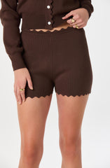 Scalloped Trim Sweater Shorts