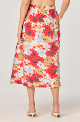 Button Front Pleated Midi Skirt