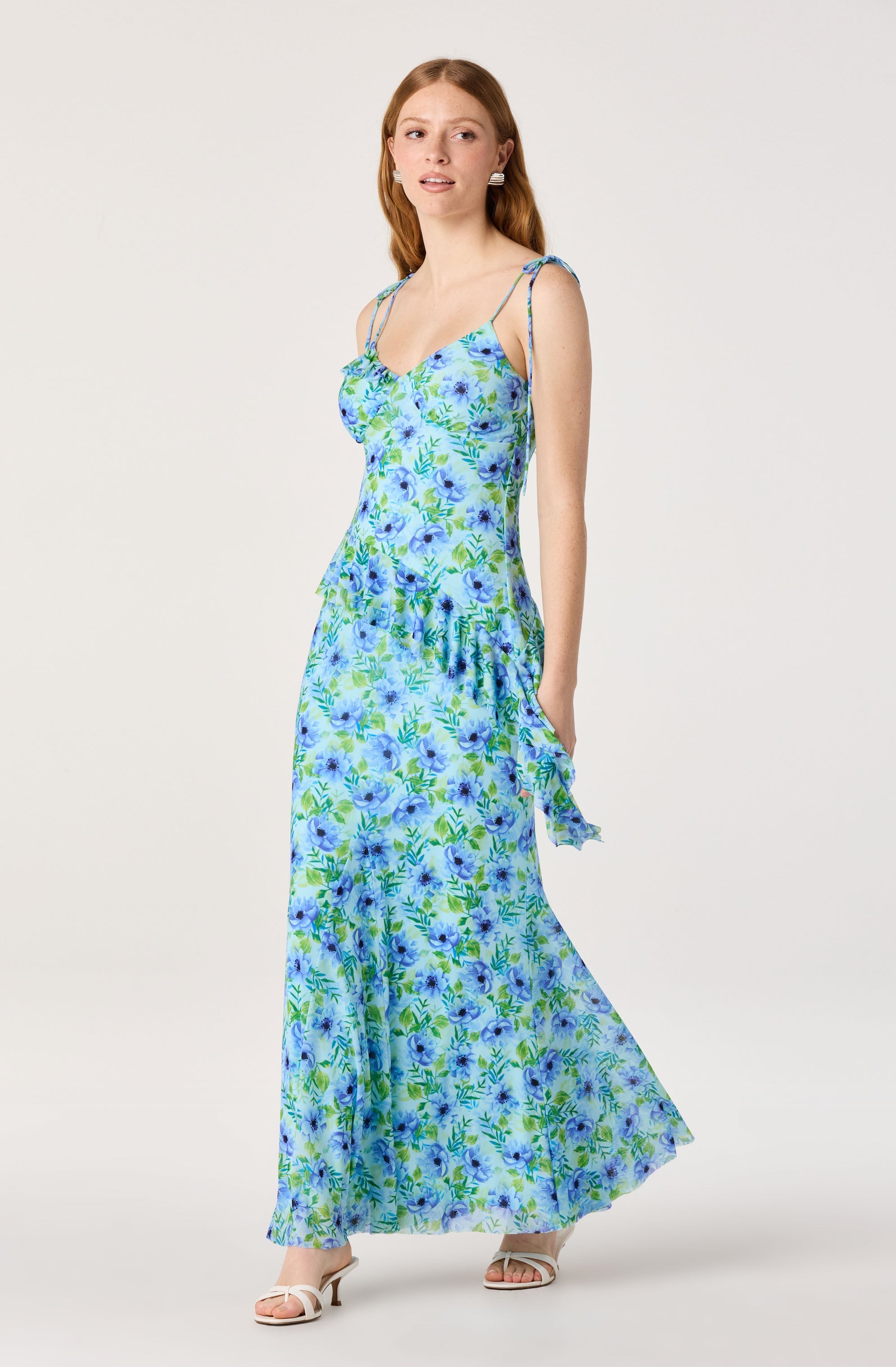 Mejra Floral Godet Knit Midi Skirt