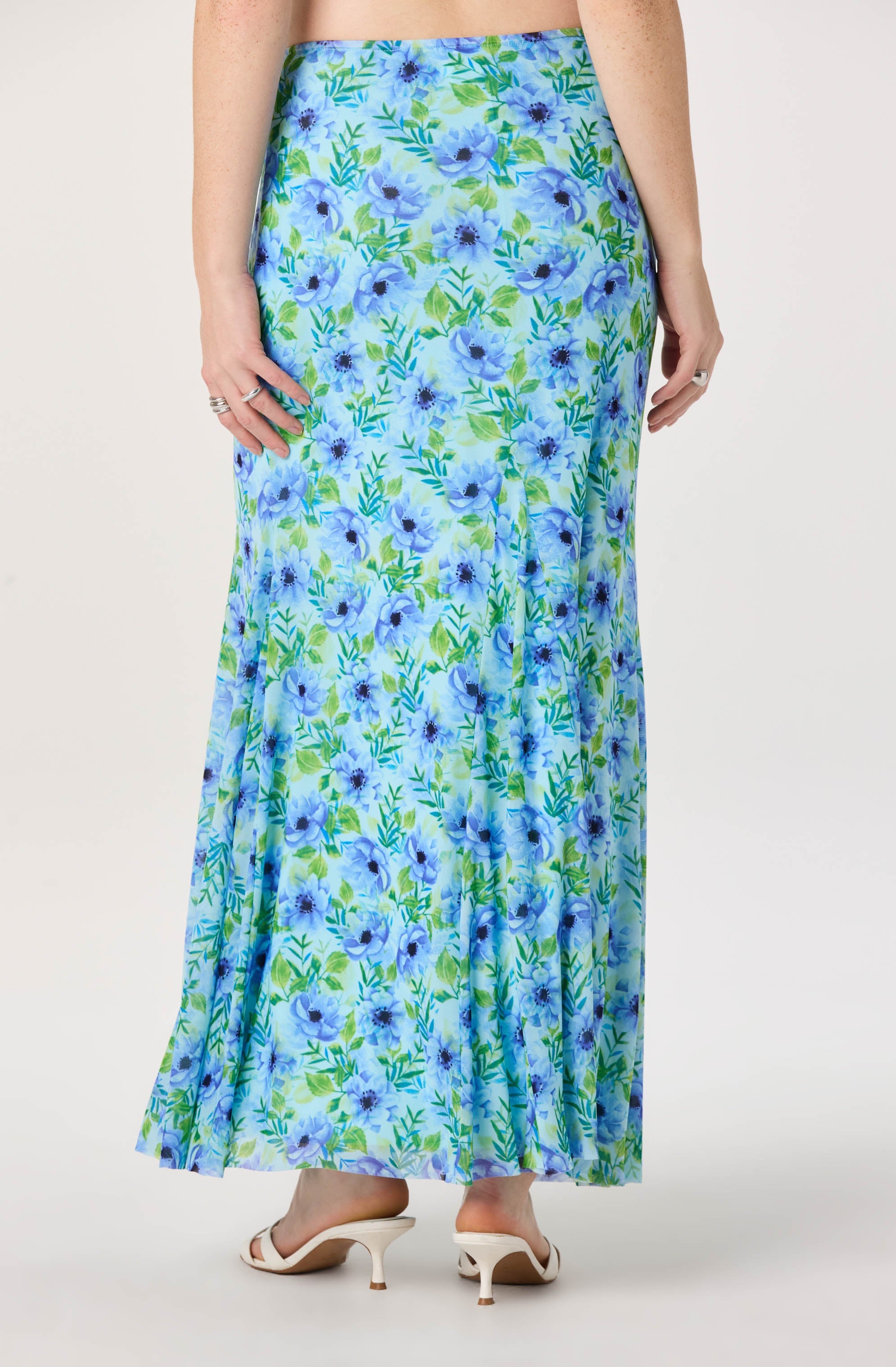 Mejra Floral Godet Knit Midi Skirt