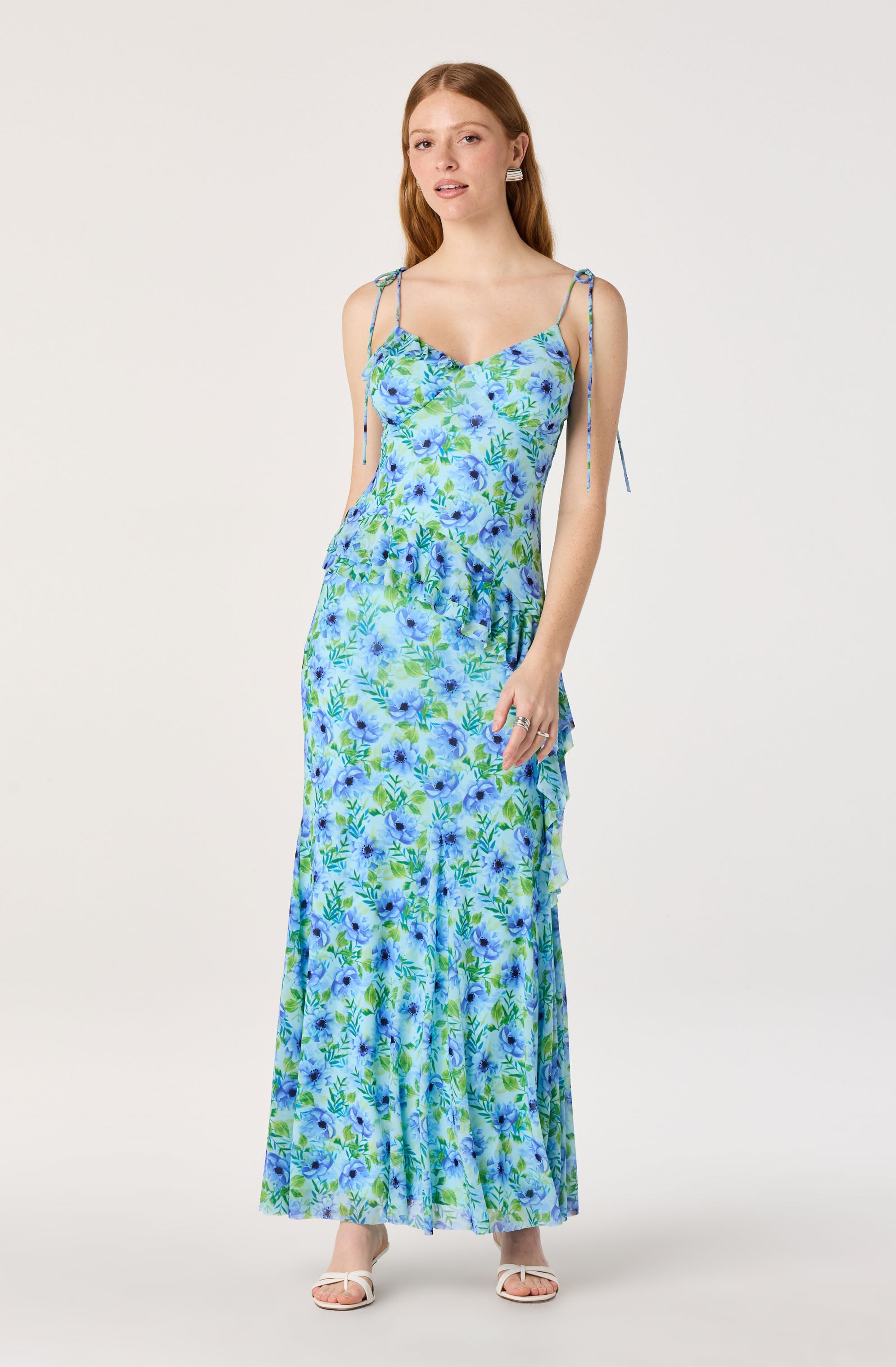 Mejra Floral Godet Knit Midi Skirt