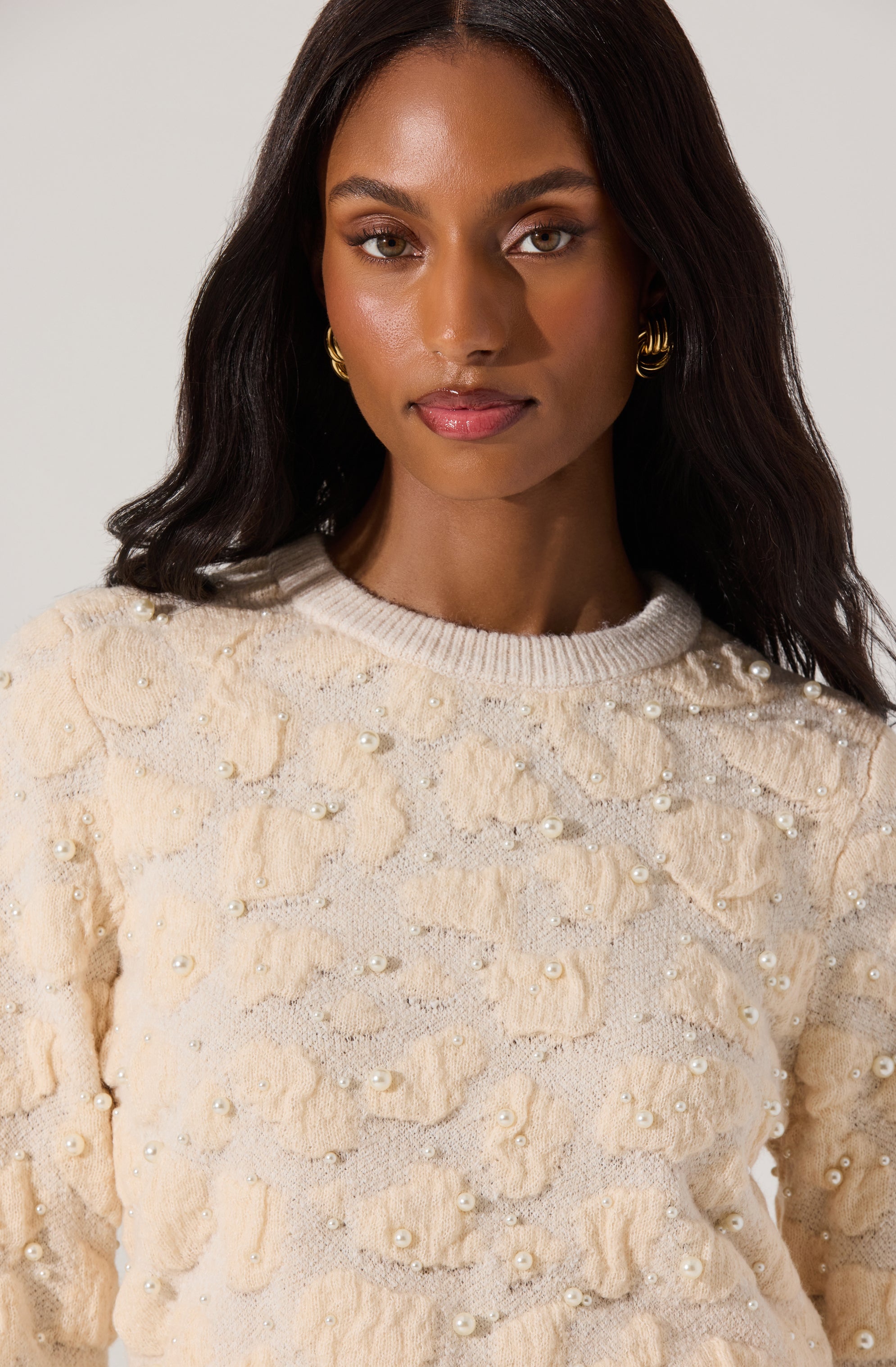 Pearl Textured Knit Sweater