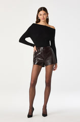 One Shoulder Ribbed Knit Top