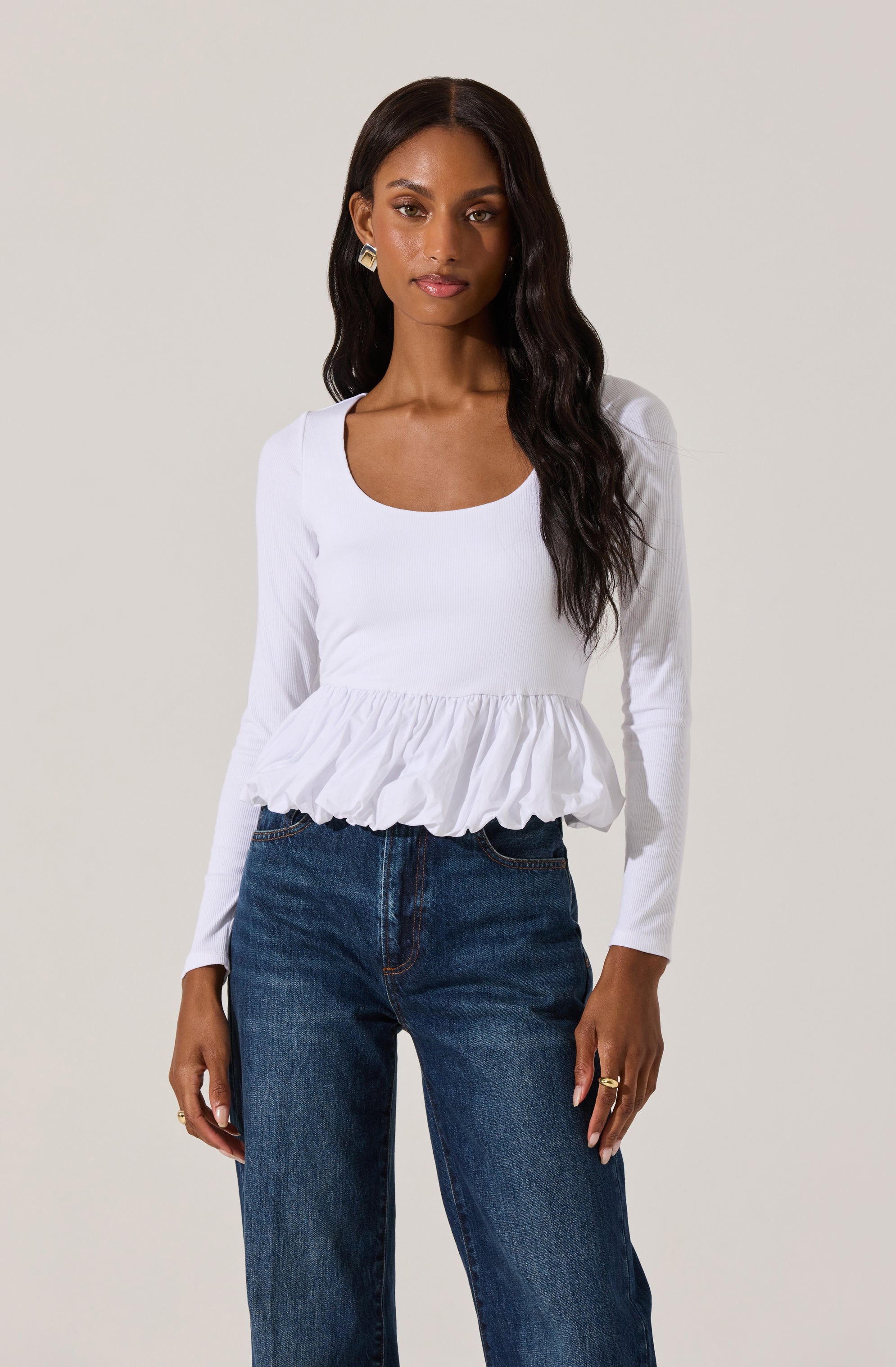 Bubble Hem Peplum Top