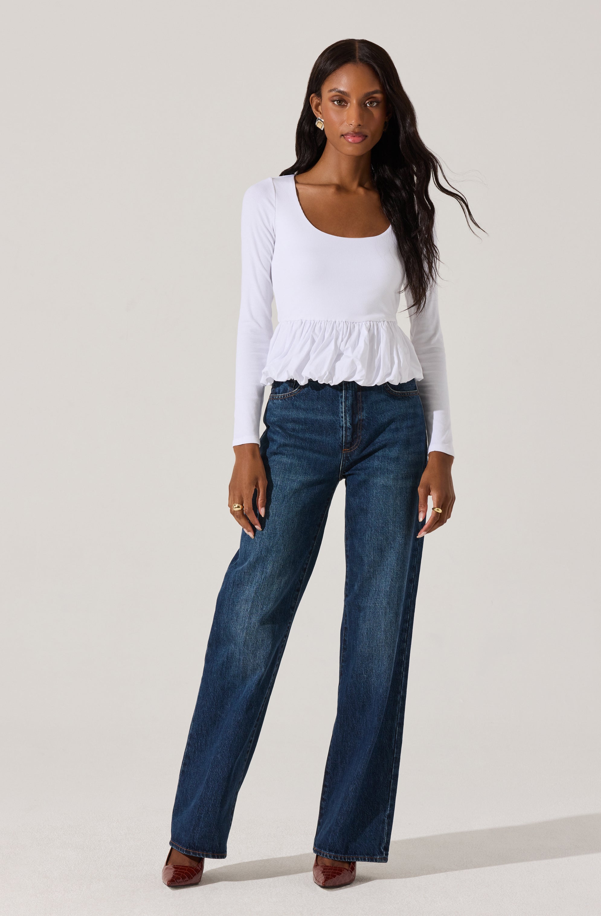 Bubble Hem Peplum Top