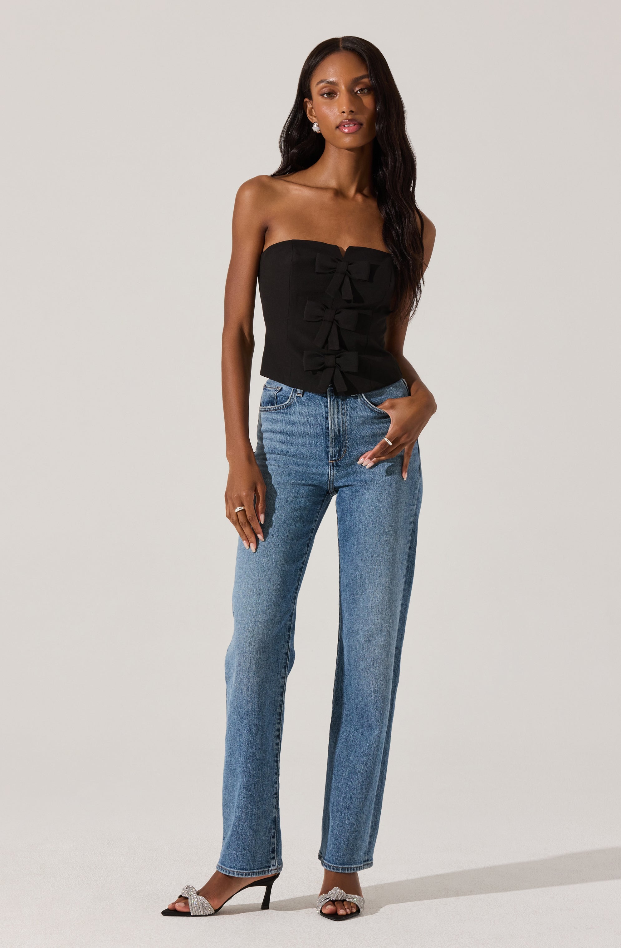 Strapless Bow Bustier Top