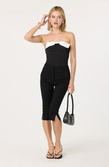 Contrast Bow Strapless Top