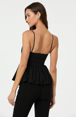 Cutout Bubble Hem Peplum Top