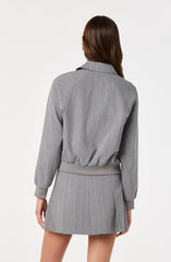 Pinstripe Collared Bomber Jacket