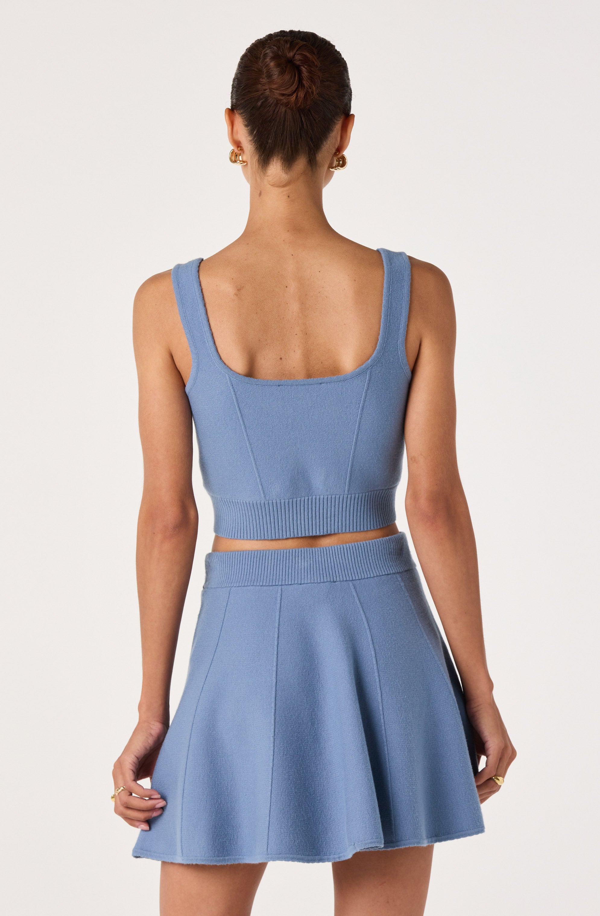 Shaylla Ribbed Square-Neck Cropped Tank