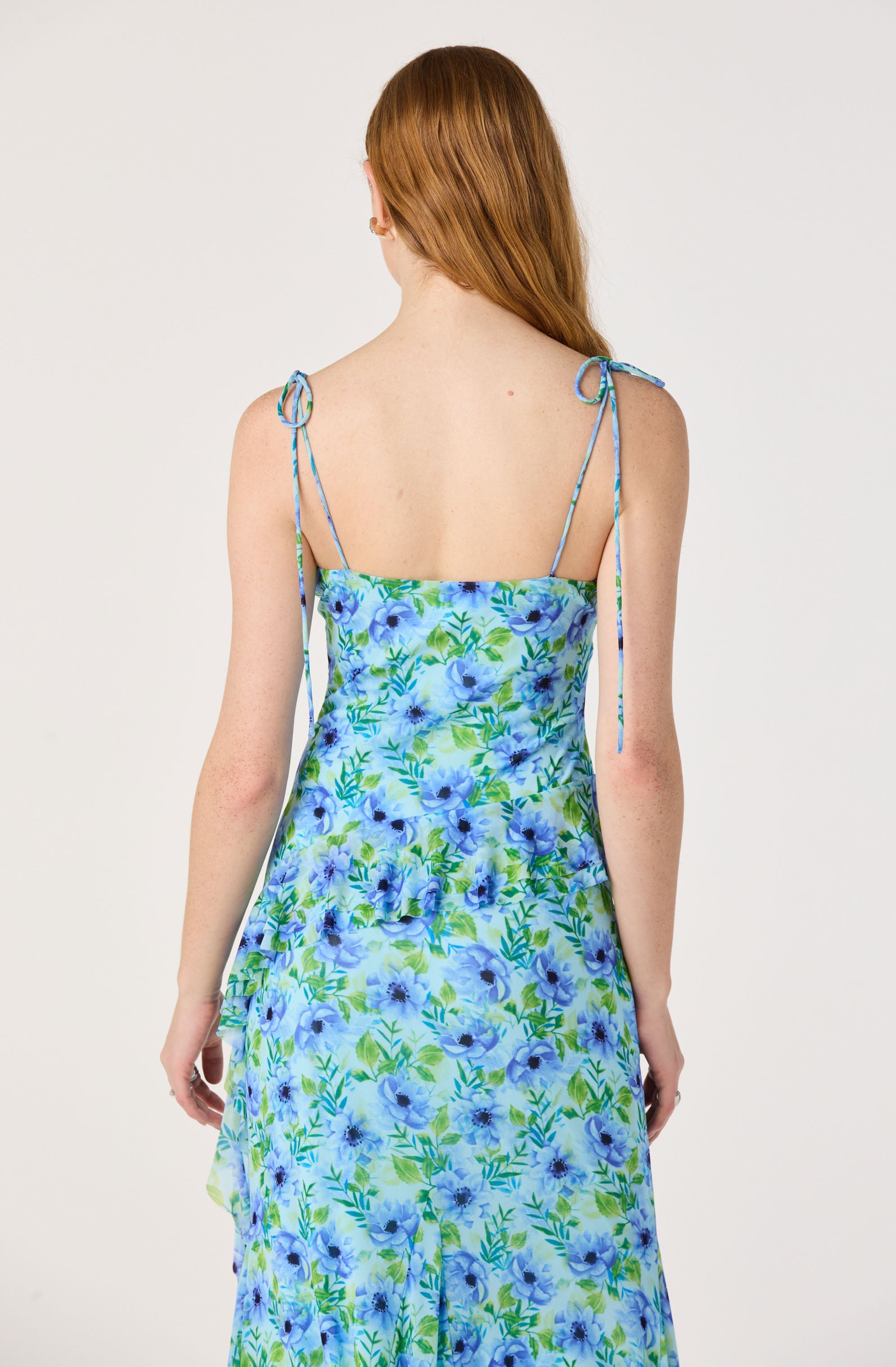 Mejra Floral Ruffle Asymmetric Tank Top