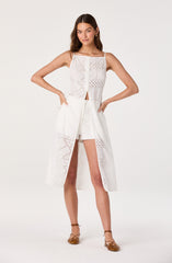 Mercy Eyelet Button-Front Tunic Top