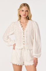 Leah Eyelet Tie-Front Top
