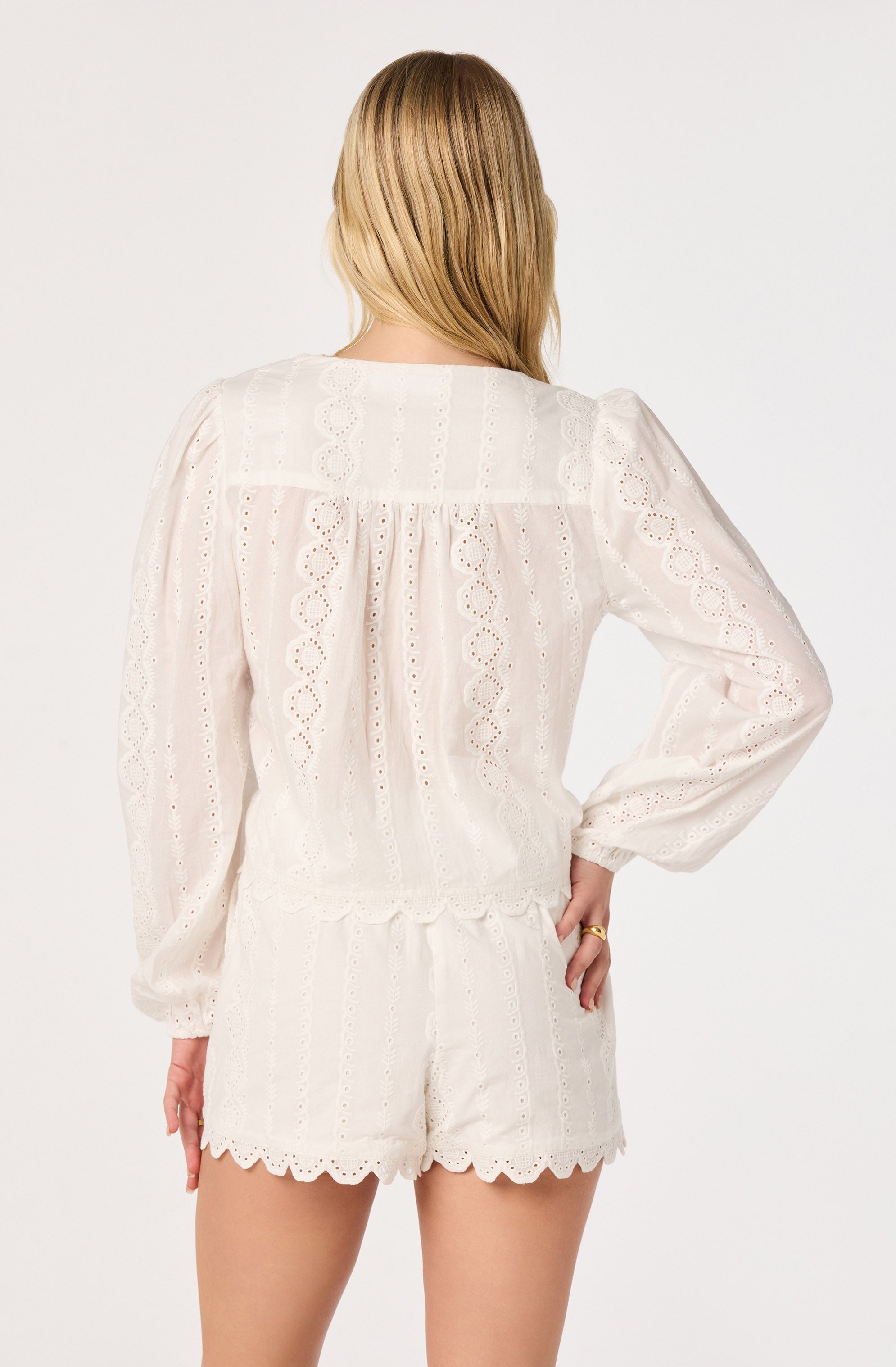 Leah Eyelet Tie-Front Top