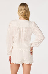Leah Eyelet Tie-Front Top