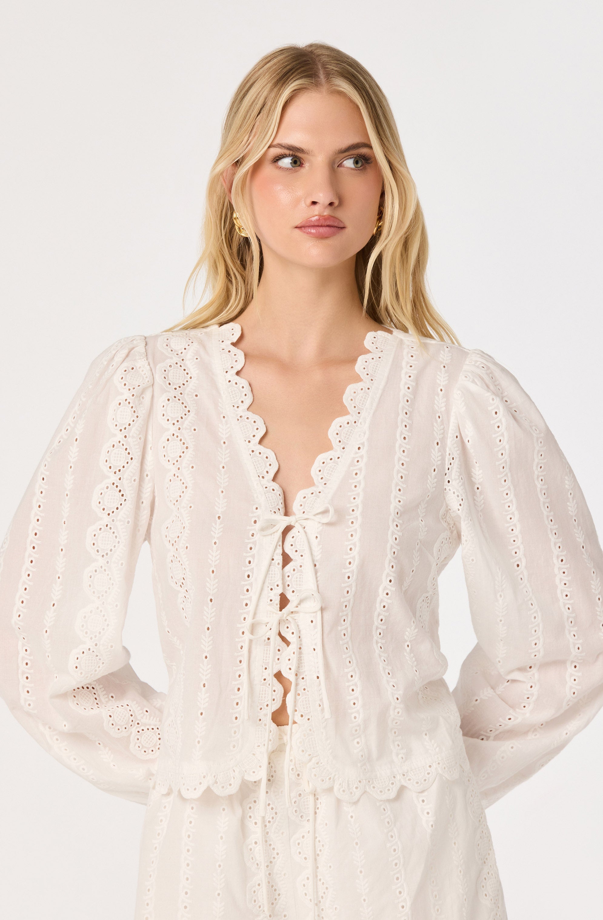 Leah Eyelet Tie-Front Top